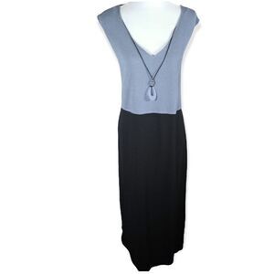 BLUE & BLACK DRESS W/NECKLACE SZ.22 EUC
